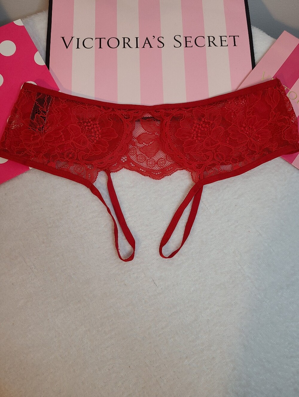 Victoria's Secret Sexy Sheer Lace Crotchless Cheeky Panty Size Sm - Picture 3 of 5